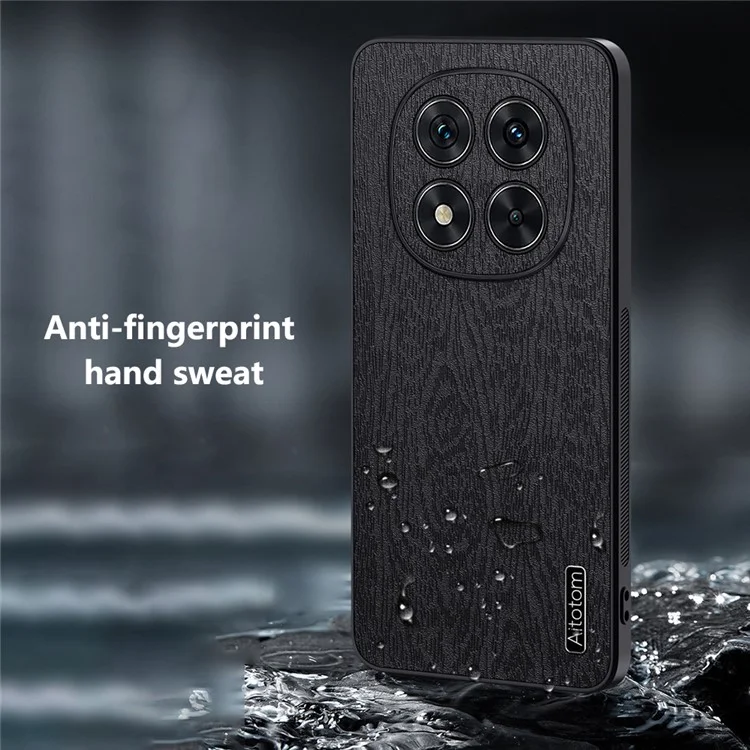 Per Xiaomi Redmi Nota 14 Pro 5G Case Texture Wood pe pc Rivestimento PC+TPU PC+TPU - Nero