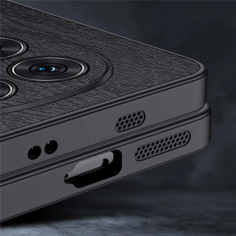 Per Xiaomi Redmi Nota 14 Pro 5G Case Texture Wood pe pc Rivestimento PC+TPU PC+TPU - Nero