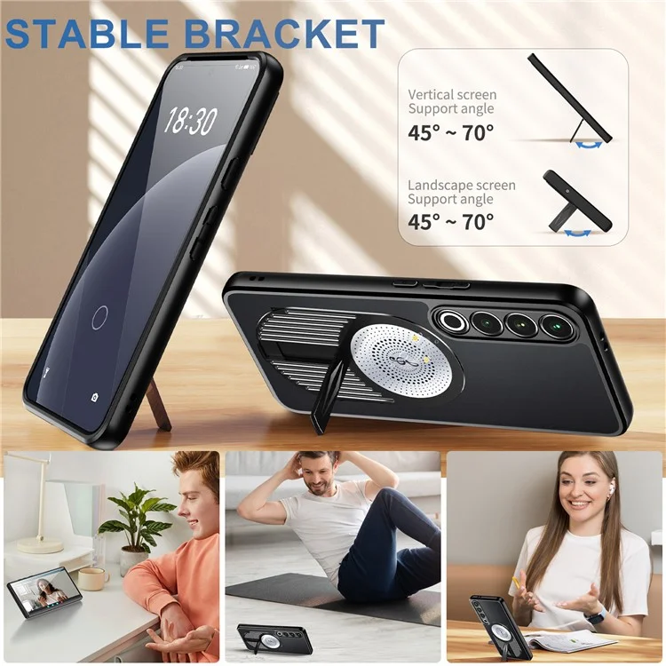 Для Meizu 20 Pro Magnetic Case Dissipation Dissipation Aromatherapy Kickstand Silicone+PC Phone Cover - Черный