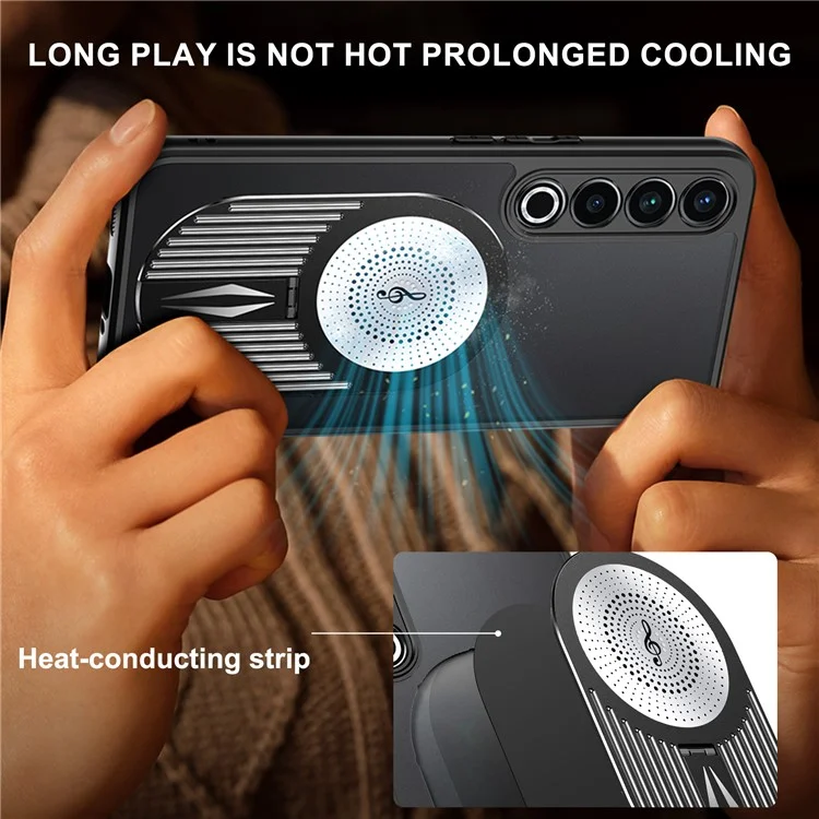 Для Meizu 20 Pro Magnetic Case Dissipation Dissipation Aromatherapy Kickstand Silicone+PC Phone Cover - Черный