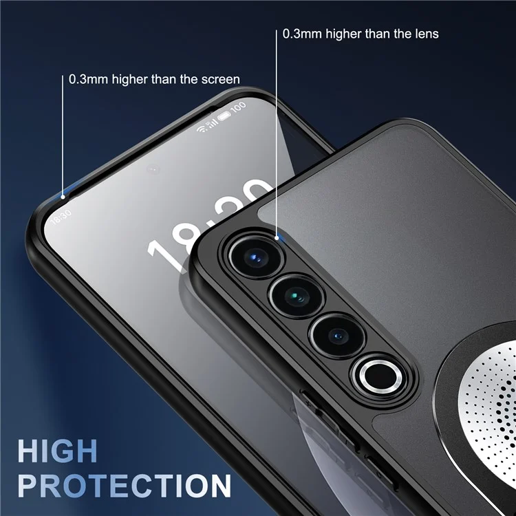 Для Meizu 20 Pro Magnetic Case Dissipation Dissipation Aromatherapy Kickstand Silicone+PC Phone Cover - Черный