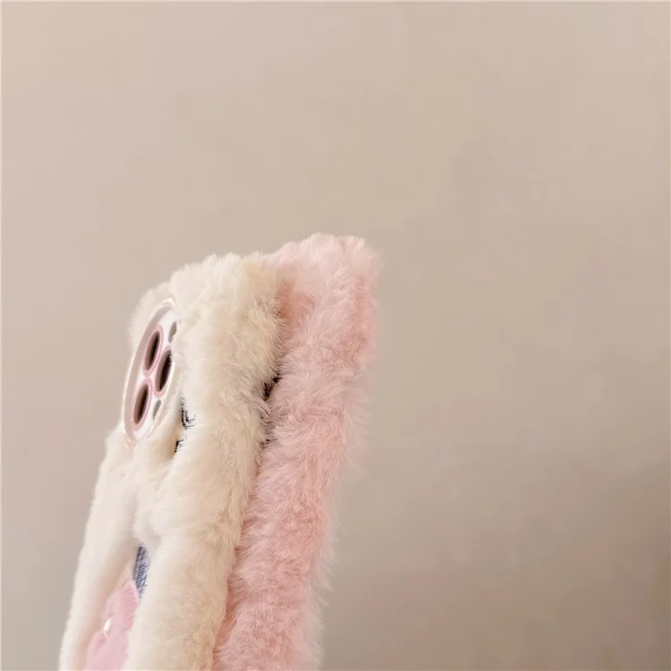 Für Das Iphone 16 Pro Case Stickerei Karotte Rabbit Pearl Accents Furry TPU -telefonabdeckung - Rosa