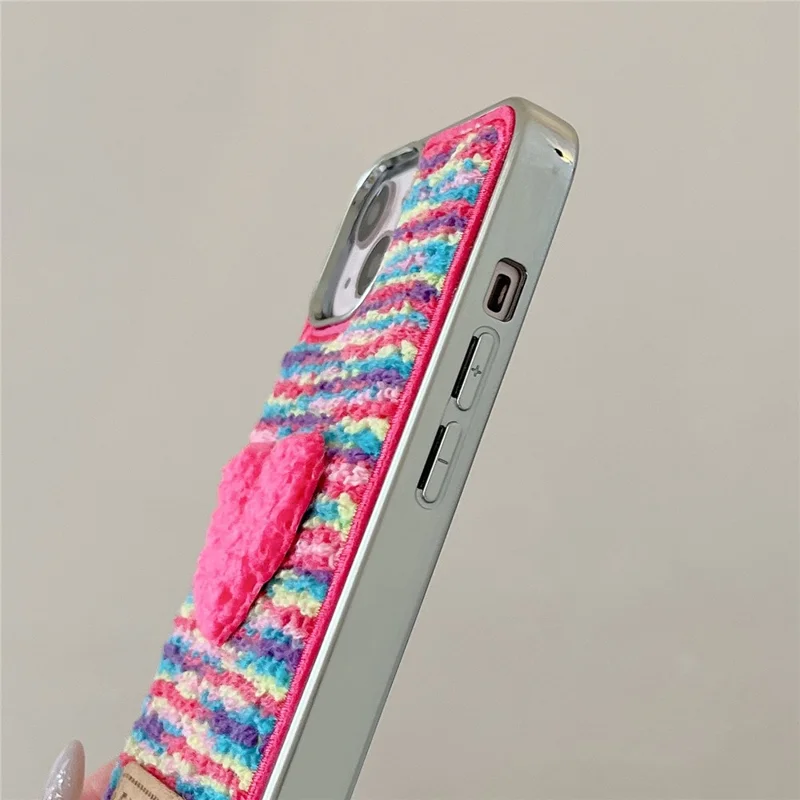 For iPhone 15 Pro Max Case Cute Love Heart TPU Electroplating Phone Cover - Colorful