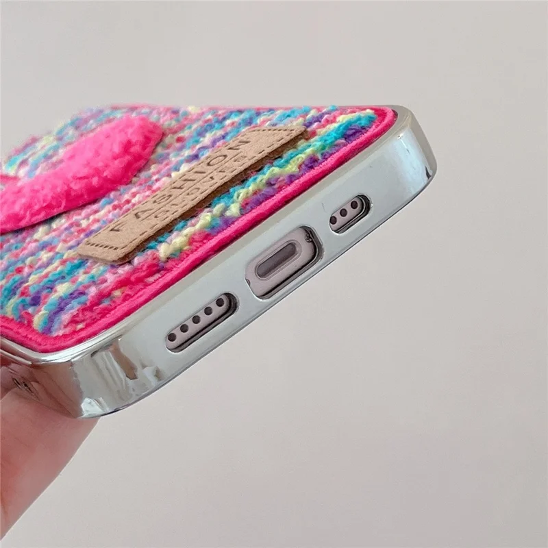 For iPhone 15 Pro Max Case Cute Love Heart TPU Electroplating Phone Cover - Colorful