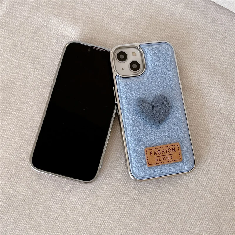 For iPhone 15 Pro Max Case Cute Love Heart TPU Electroplating Phone Cover - Colorful