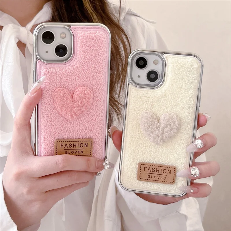 For iPhone 15 Pro Max Case Cute Love Heart TPU Electroplating Phone Cover - Colorful