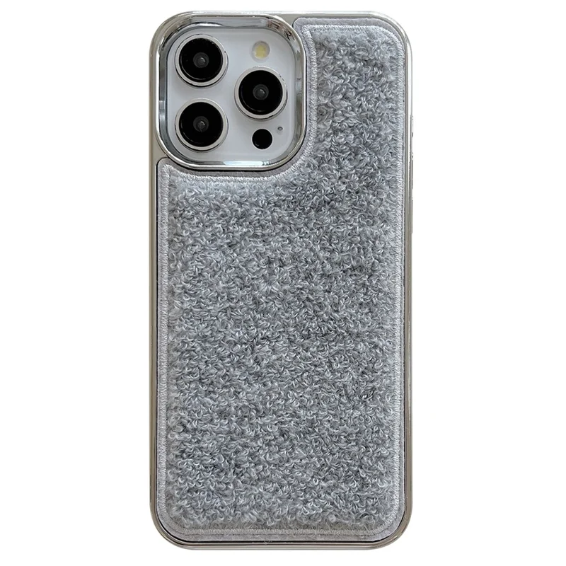 Pour Iphone 15 Pro Max Case Towel Felt Design TPU TPU Electroplasing Phone Cover - Gris