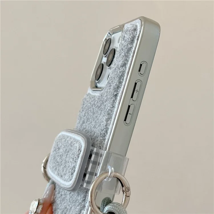 Para Iphone 15 Pro Max Case Furno Soft TPU Convergüenza Del Teléfono Con Crossbody Lanyard Back Clip - Gris