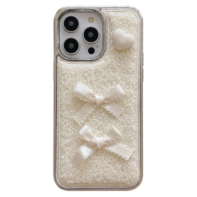 Для Iphone 15 Pro Max Case Case Heart Bows Weet Texture TPU Colepting Phone Cope - Белый