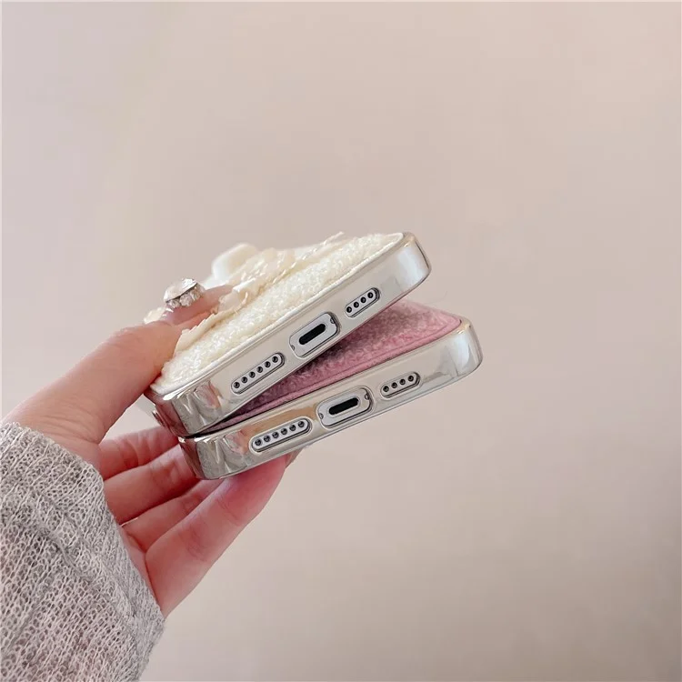 Для Iphone 15 Pro Max Case Case Heart Bows Weet Texture TPU Colepting Phone Cope - Белый