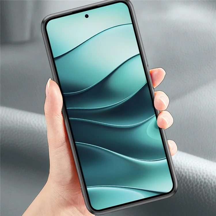 Для Xiaomi Redmi Примечание 14 Pro+ 5g Case Wood Texture Teamed Covered Tpu Phone Защитная Крышка - Черный