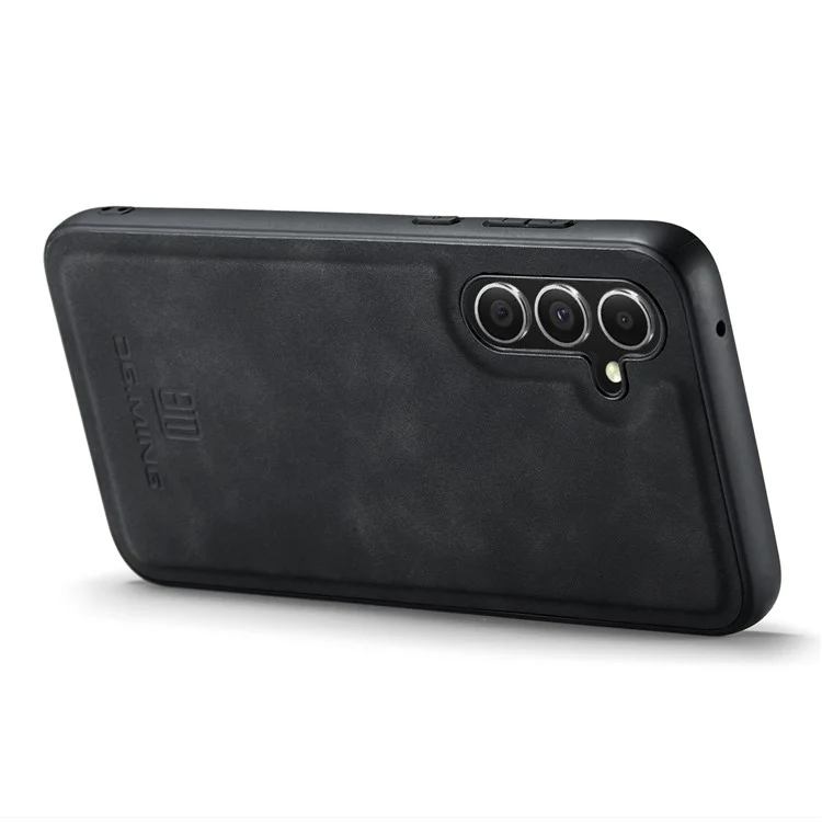 DG.MING For Samsung Galaxy A16 5G / A16 4G Case PU Leather Covered PC+TPU Hybrid Phone Shell - Black