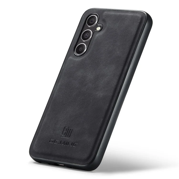 DG.MING For Samsung Galaxy A16 5G / A16 4G Case PU Leather Covered PC+TPU Hybrid Phone Shell - Black
