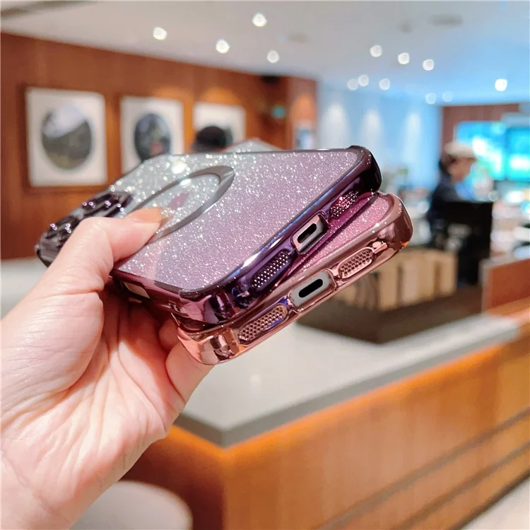 Pour Iphone 16 Pro Max Case Gradient Sparkle TPU Tpul Couverture Compatible Avec Magsafe - Violet Foncé