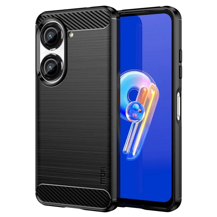 MOFI JK TPU Serie-1 Für Asus Zenfone 9 5G Gebürstete Oberflächenfaser-telefonabdeckung Drop-sof-protective Tpu-hülle - Schwarz