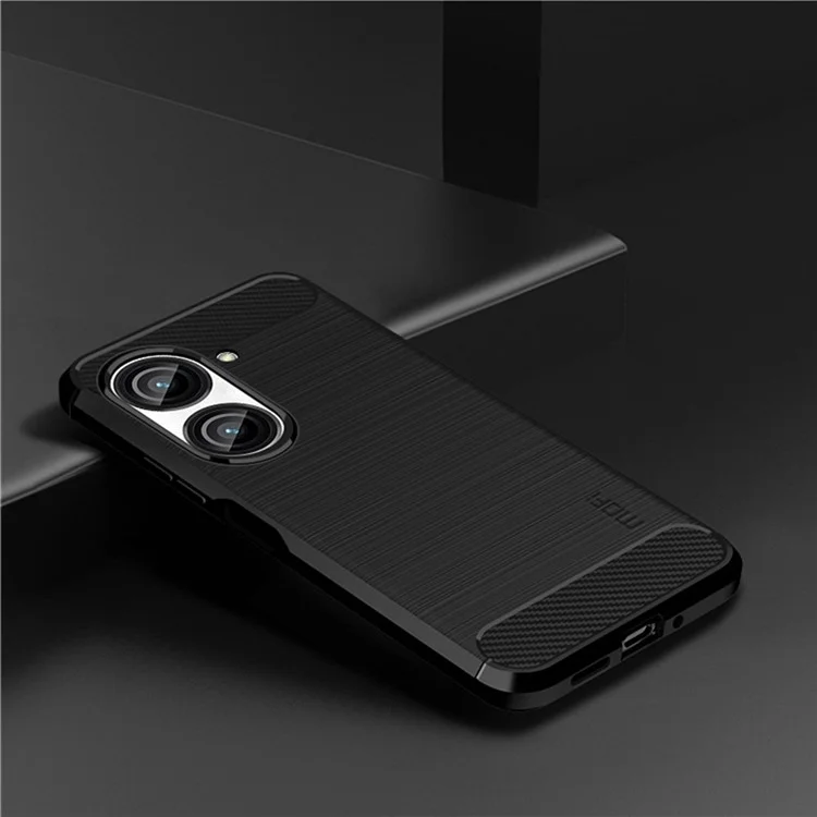 MOFI JK TPU Serie-1 Für Asus Zenfone 9 5G Gebürstete Oberflächenfaser-telefonabdeckung Drop-sof-protective Tpu-hülle - Schwarz