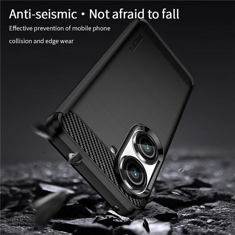 MOFI JK TPU Serie-1 Für Asus Zenfone 9 5G Gebürstete Oberflächenfaser-telefonabdeckung Drop-sof-protective Tpu-hülle - Schwarz