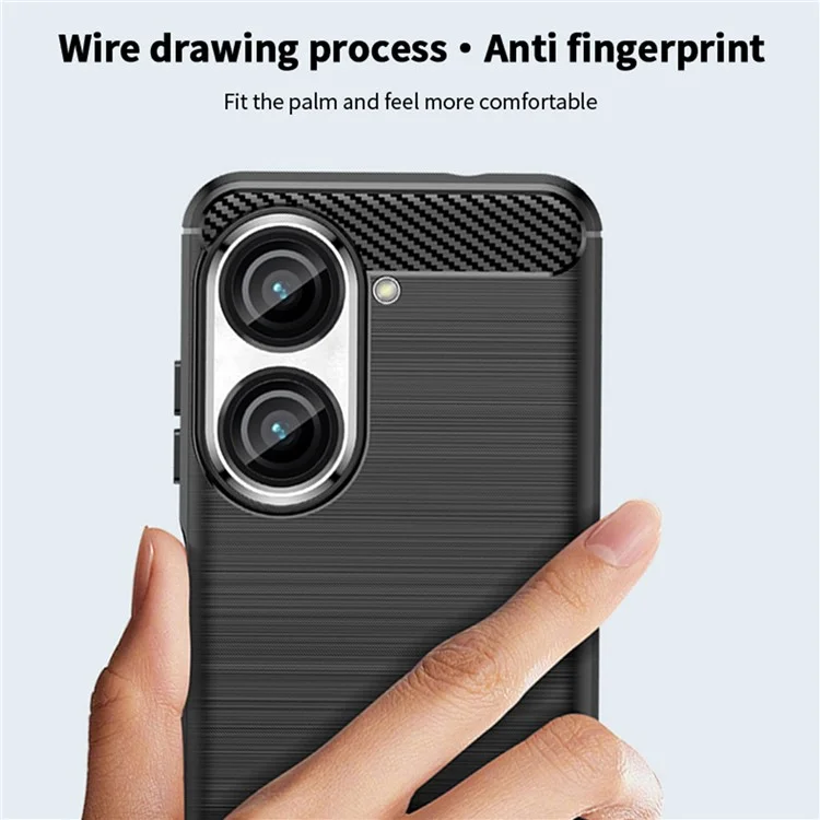 MOFI JK TPU Serie-1 Für Asus Zenfone 9 5G Gebürstete Oberflächenfaser-telefonabdeckung Drop-sof-protective Tpu-hülle - Schwarz