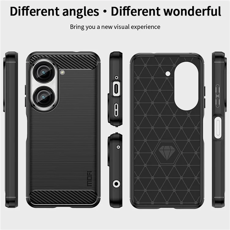 MOFI JK TPU Serie-1 Für Asus Zenfone 9 5G Gebürstete Oberflächenfaser-telefonabdeckung Drop-sof-protective Tpu-hülle - Schwarz