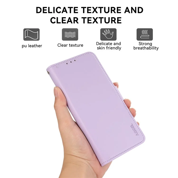 Abeel Para Motorola Moto G55 Case 5G Cubierta de Teléfono de Cuero Con Billetera de Bloqueo RFID - Púrpura