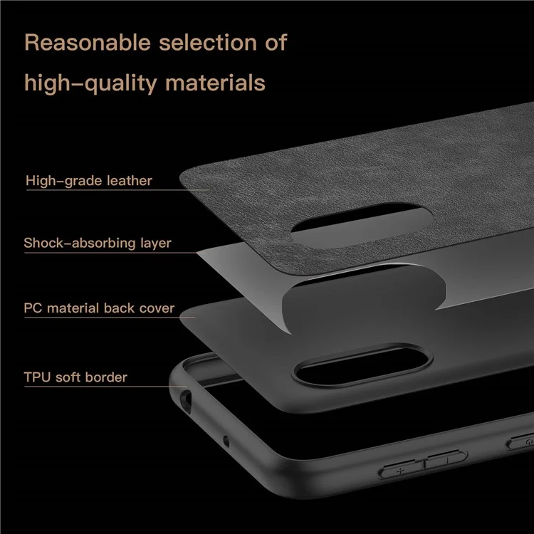 Phone Case for Samsung Galaxy Xcover 5 Fall Proof Retro PU Leather Coated TPU+PC Phone Protective Cover - Black