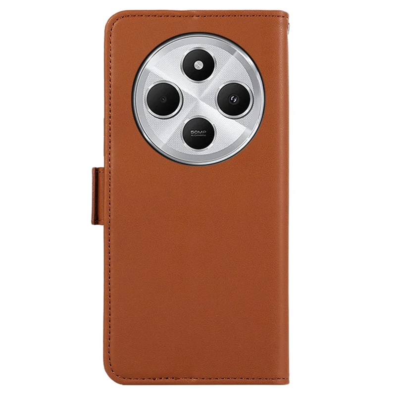 ABEEL For Xiaomi Poco C75 4G / Redmi 14R 5G / 14C 4G Case Leather Phone Cover with RFID Blocking Wallet - Brown