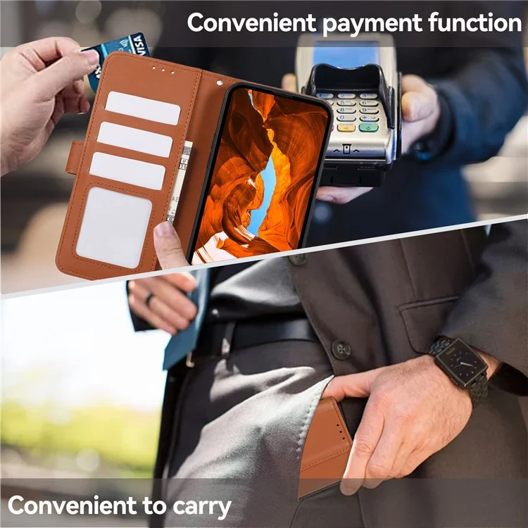 Для Xiaomi Redmi 14C 4G Case RFID Блокирующая Крышка Телефонного Телефона Flip Flip - Коричневый