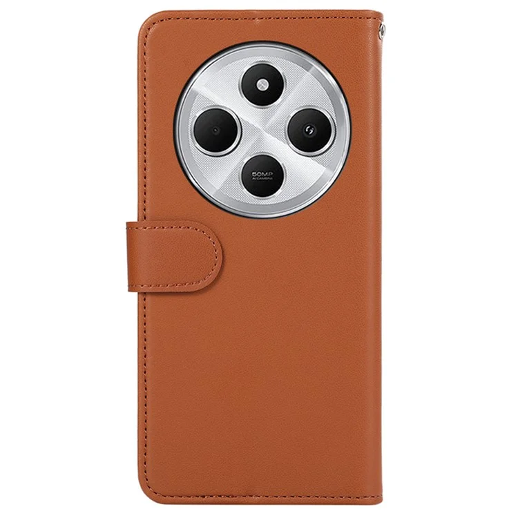 Для Xiaomi Redmi 14C 4G Case RFID Блокирующая Крышка Телефонного Телефона Flip Flip - Коричневый