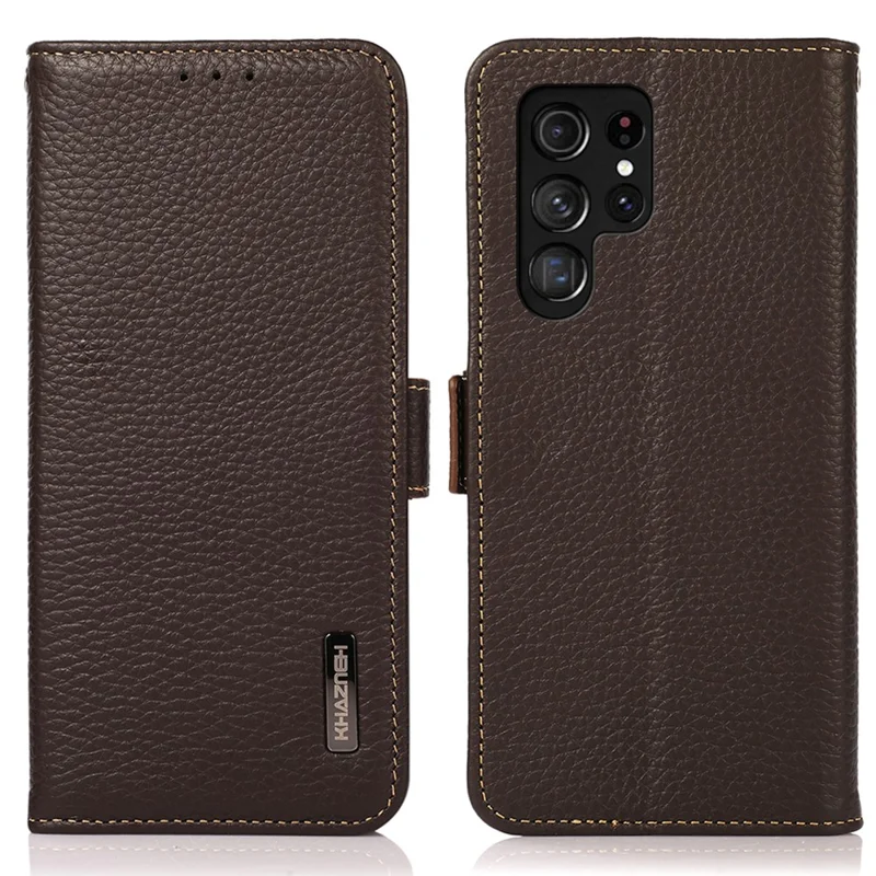 Khazneh Для Samsung Galaxy S25 Ultra Phone Case Подлинное Покрытие Кожи Коров - Коричневый