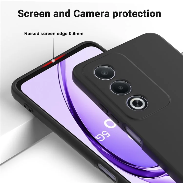 Für Oppo A80 5G-Hülle, flüssiges Silikon, kratzfeste Handytasche mit Handschlaufe - Schwarz
