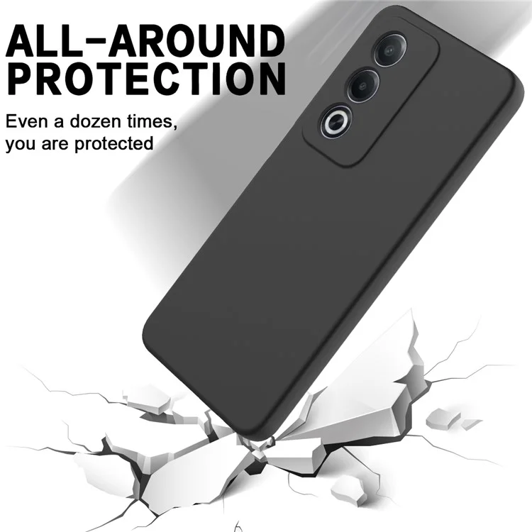 Für Oppo A80 5G-Hülle, flüssiges Silikon, kratzfeste Handytasche mit Handschlaufe - Schwarz