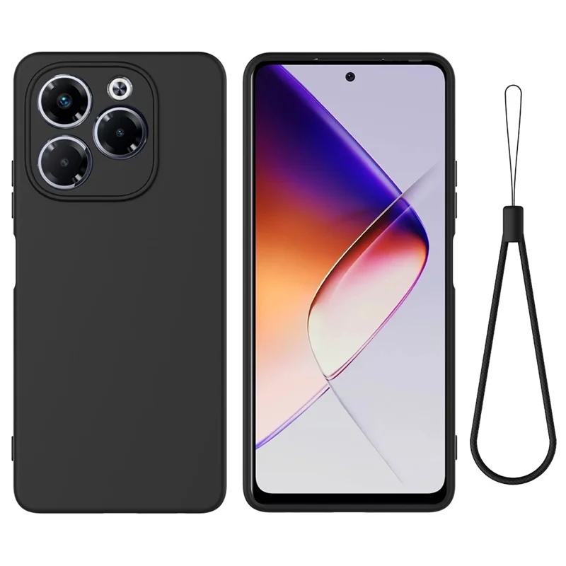 Per Infinix Note 40x 5G Case Liquido Silicone Anti-scratch Cover Con Cinturino Manuale - Nero
