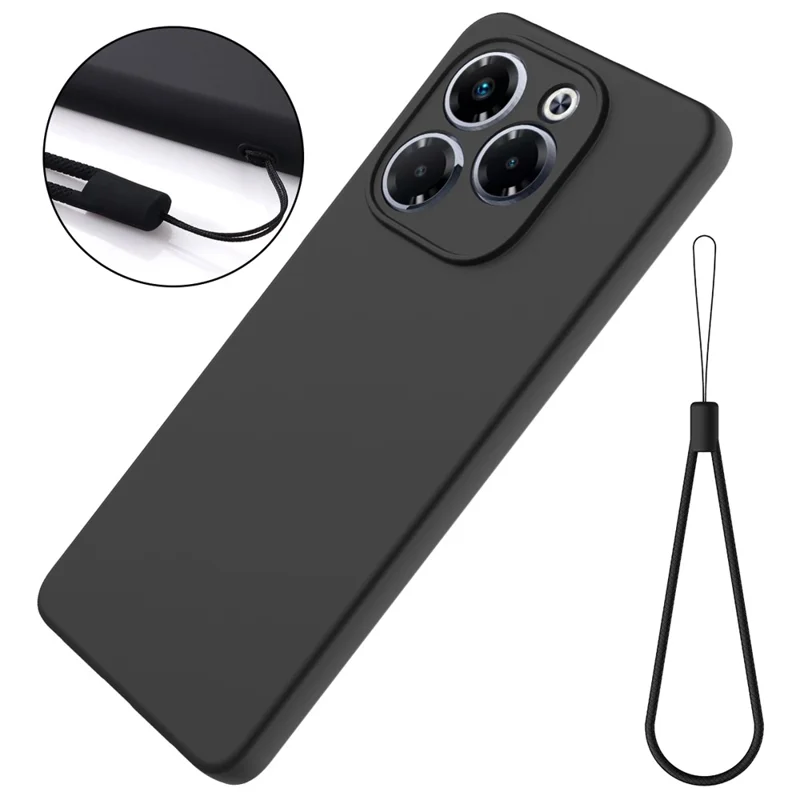 Per Infinix Note 40x 5G Case Liquido Silicone Anti-scratch Cover Con Cinturino Manuale - Nero