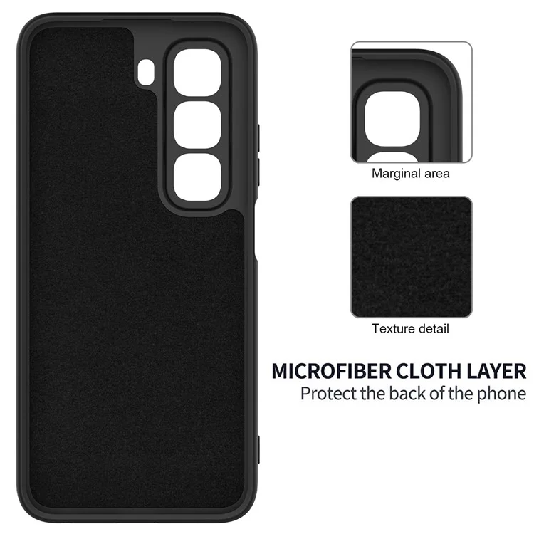 For Infinix Hot 50 4G Case Liquid Silicone Anti-Scratch Phone Cover with Hand Strap - Black