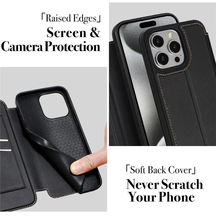 Для Iphone 15 Pro Max Case Case Magnetic Card Card Slot Comeful Chep Phone Cover - Черный