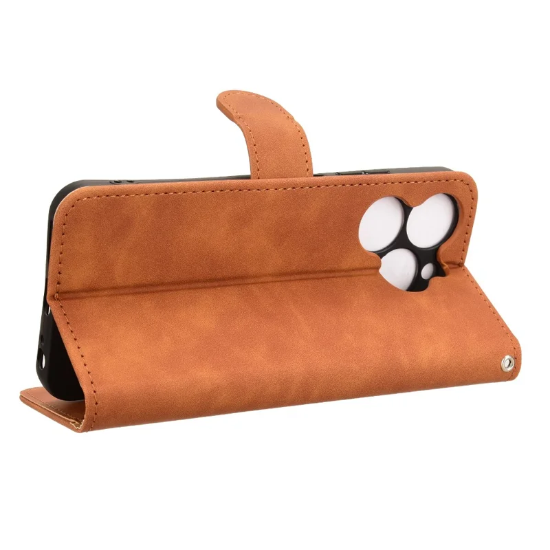 For itel A80 4G Leather Case Skin-Feel Anti-Drop Wallet Flip Phone Cover - Brown