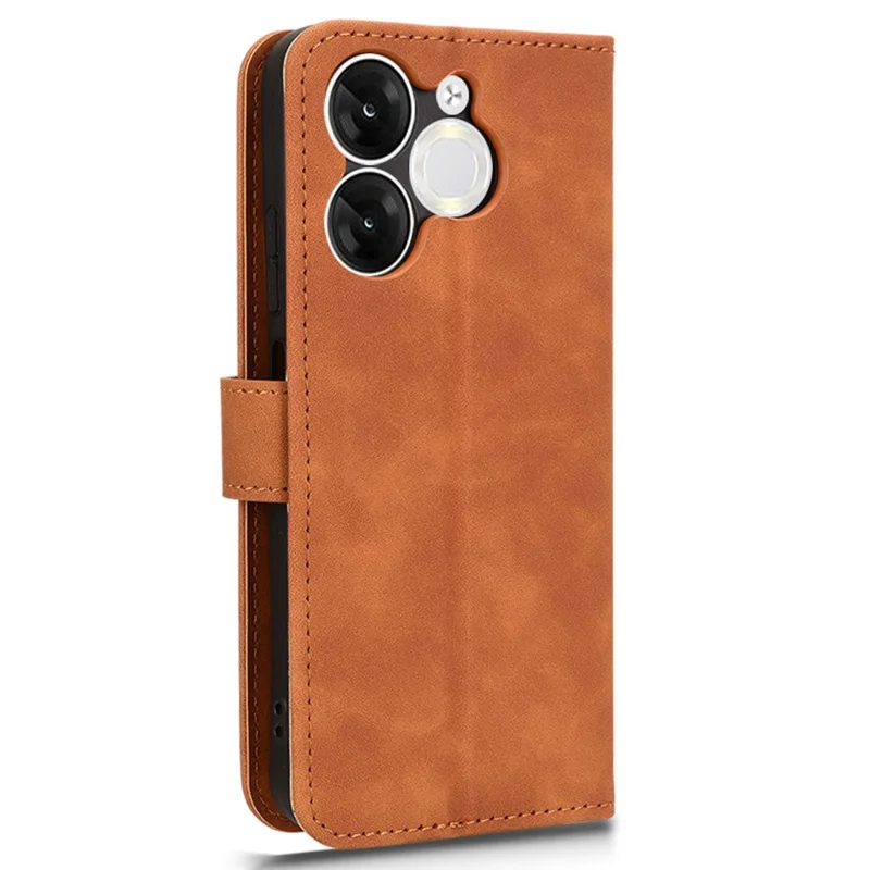 For itel A80 4G Leather Case Skin-Feel Anti-Drop Wallet Flip Phone Cover - Brown