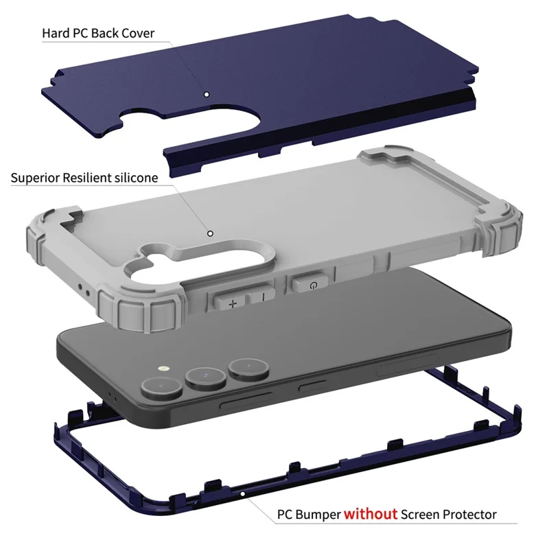 L-Style For Samsung Galaxy S24 FE Case Shockproof PC + TPU Phone Back Cover - Blue