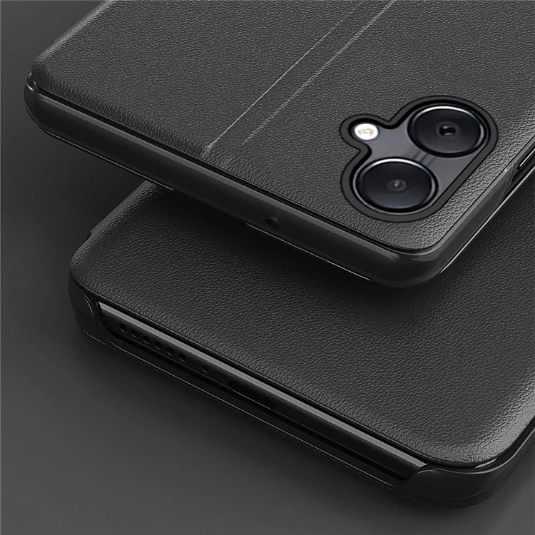 For Samsung Galaxy A06 4G Case View Window Full Protection Leather Phone Cover - Black