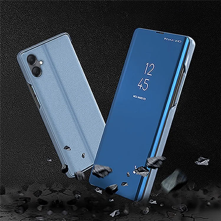 Para Samsung Galaxy A06 Capa Vista Janela Stand Couro Flip Case de Telefone - Azul