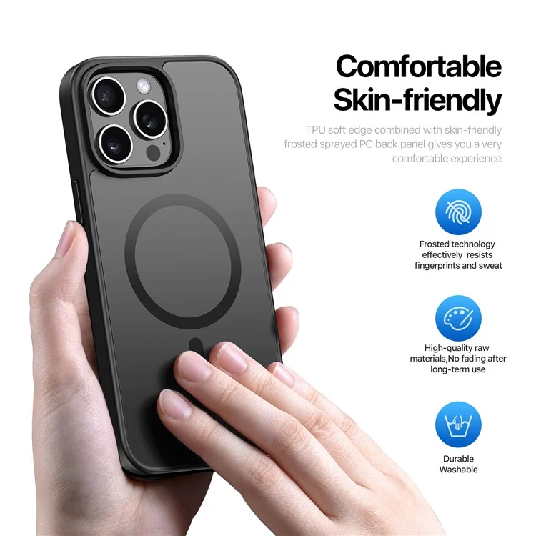 DUX DUCIS Yind Series For iPhone 15 Pro Matte Case Compatible with MagSafe PC+TPU Phone Cover - Negro