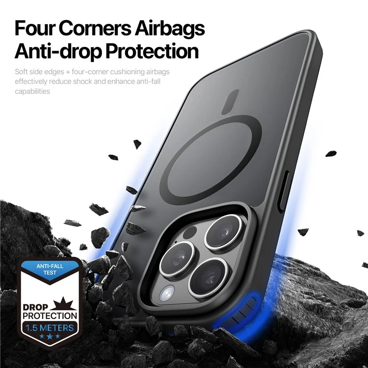 DUX DUCIS Yind Series For iPhone 15 Pro Matte Case Compatible with MagSafe PC+TPU Phone Cover - Negro