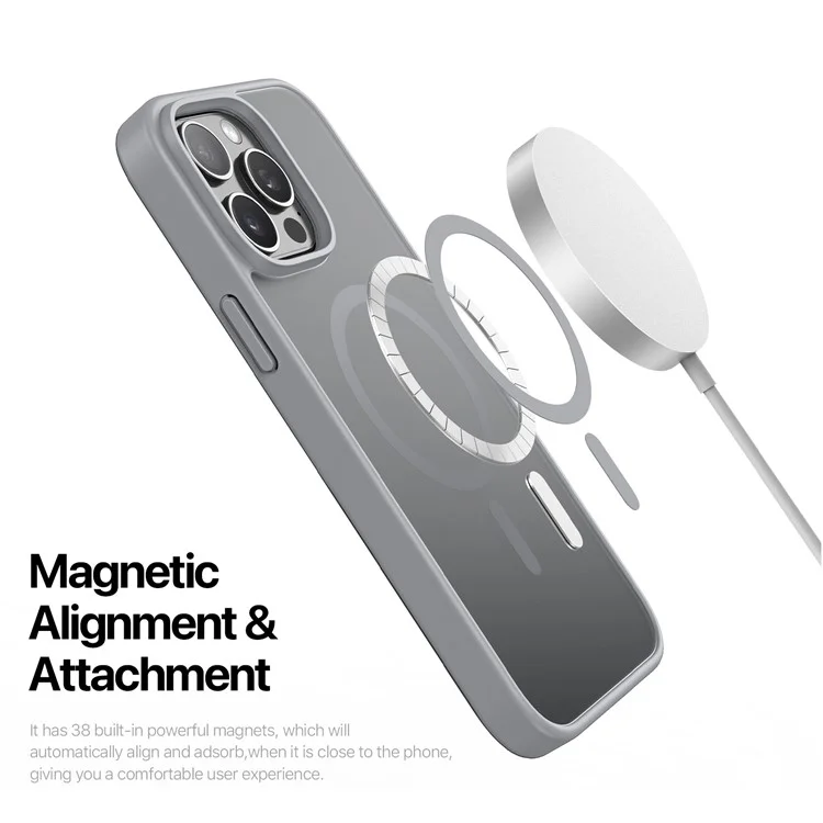 DUX DUCIS Yind Series для iPhone 15 Pro Матовый чехол, совместимый с MagSafe, ПК+TPU чехол для телефона - Серый