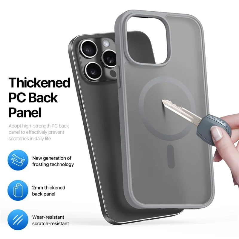DUX DUCIS Yind Series для iPhone 15 Pro Матовый чехол, совместимый с MagSafe, ПК+TPU чехол для телефона - Серый