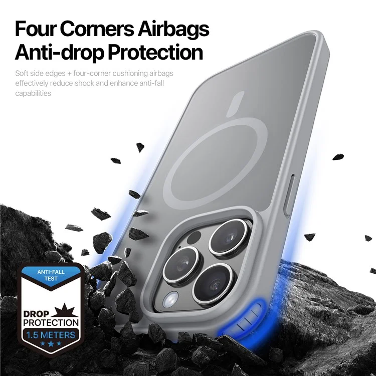 DUX DUCIS Yind Series для iPhone 15 Pro Матовый чехол, совместимый с MagSafe, ПК+TPU чехол для телефона - Серый