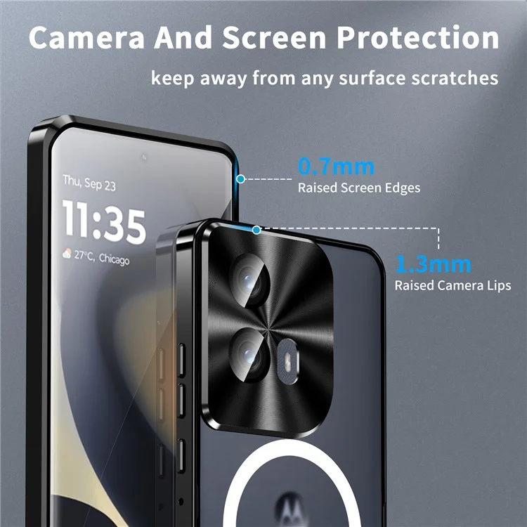 Magnetische Magnetie Magnetic -serie Für Motorola Edge (2024) 5G Hülle Metall+tpu -telefonabdeckung Mit Linsenschutz - Schwarz