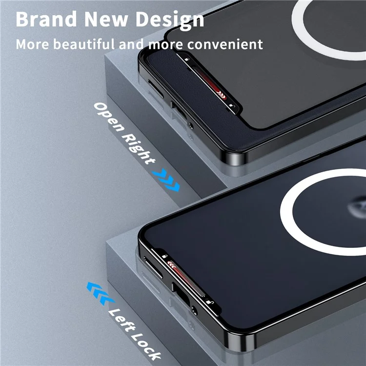 Magnetische Magnetie Magnetic -serie Für Motorola Edge (2024) 5G Hülle Metall+tpu -telefonabdeckung Mit Linsenschutz - Schwarz