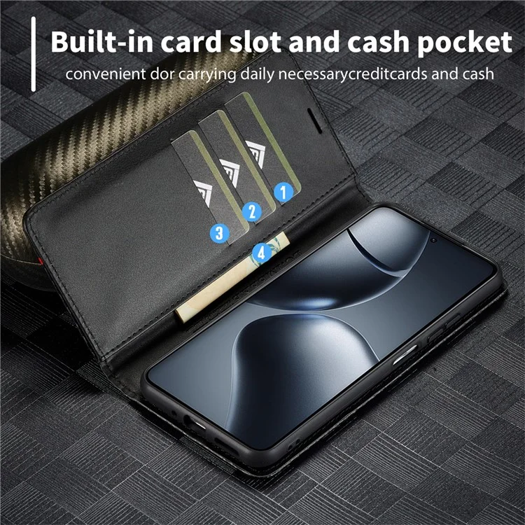 Lc. Imeeke Для Xiaomi 14t Case Case Carbon Fiber Texture Cope Coper Держатель Карты Карты Карты - Вертикальная Полоса