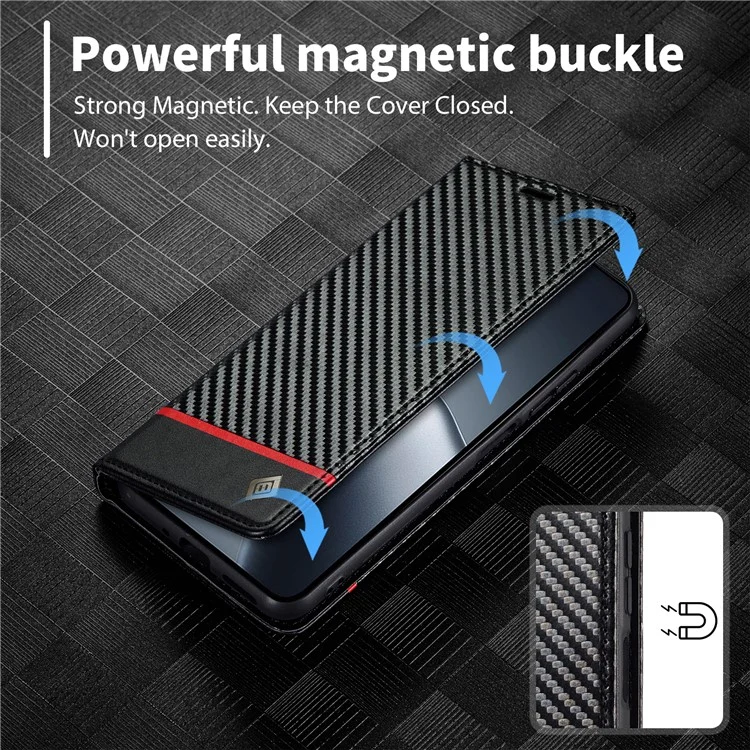 Lc. Imeeke Para Xiaomi 14t Case de Fibra de Carbono Fibra Topicultura de la Tarjeta de Cobertura Del Teléfono - Franja Horizontal