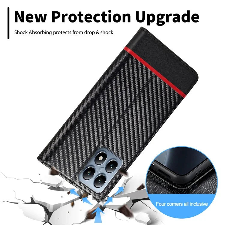 Lc. Imeeke Para Xiaomi 14t Case de Fibra de Carbono Fibra Topicultura de la Tarjeta de Cobertura Del Teléfono - Franja Horizontal